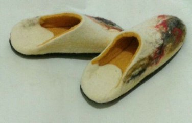 US 10 Woman Wool Felt slippers * Handmade house shoes * Art
