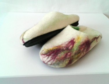 US 5.5 Felted wool slippers Handmade * Warm Home shoes Winter slippers