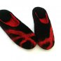 US10.5 Felt slippers for women  * Handmade house shoes * Black and Red