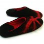 US10.5 Felt slippers for women  * Handmade house shoes * Black and Red