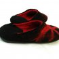 US10.5 Felt slippers for women * Handmade house shoes * Black and Red