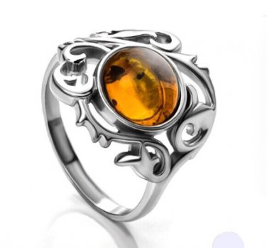 Amber ring * 925 sterling silver * stamped * Natural Baltic amber