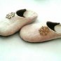 US 10.5 Woman Wool Felt slippers * Handmade house shoes * Wood snowflakes