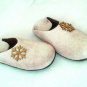 US 10.5 Woman Wool Felt slippers * Handmade house shoes * Wood snowflakes