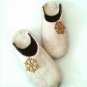 US 10.5 Woman Wool Felt slippers * Handmade house shoes * Wood snowflakes