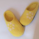 Wool slippers for women US 9 * Handmade house shoes * Beaded snowflakes