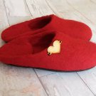 Red slippers US6.5 with heart * Wool slippers for women * Handmade house shoes Red slippers US6.5 with heart * Wool slippers for women * Handmade house shoes