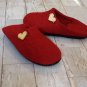 Red slippers US6.5 with heart * Wool slippers for women * Handmade house shoes