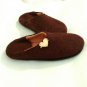 US 10.5 Woman Wool Felt slippers * Handmade house shoes * Brown * Heart