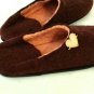 US 10.5 Woman Wool Felt slippers * Handmade house shoes * Brown * Heart