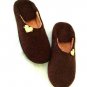US 10.5 Woman Wool Felt slippers * Handmade house shoes * Brown * Heart