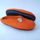 US 8.5 Orange Wool slippers for women * Handmade house shoes * Hearts