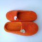 US 8.5 Orange Wool slippers for women * Handmade house shoes * Hearts