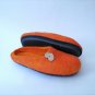US 8.5 Orange Wool slippers for women * Handmade house shoes * Hearts