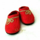 US 10.5 Woman Wool Felt slippers * Handmade house shoes * gold details