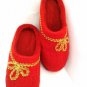 US 10.5 Woman Wool Felt slippers * Handmade house shoes * gold details
