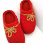 US 10.5 Woman Wool Felt slippers * Handmade house shoes * gold details