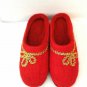 US 10.5 Woman Wool Felt slippers * Handmade house shoes * gold details