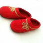 US 10.5 Woman Wool Felt slippers * Handmade house shoes * gold details