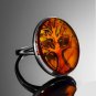 Amber ring * Tree of Life * 925 sterling silver * stamped * Natural Baltic amber