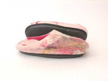 US 6.5 Woman slippers * Wool slippers Pink * Handmade house shoes