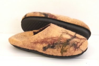 US 5.5 Brown slippers * Wool slippers for women * Handmade house shoes
