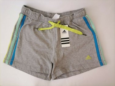 Adidas Performance KN shorts * girls 152 * grey 100% cotton * stripe * autentic
