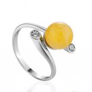 Amber ring * 925 sterling silver * stamped * Natural Baltic amber White