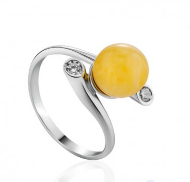 Amber ring * 925 sterling silver * stamped * Natural Baltic amber White