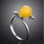 Amber ring * 925 sterling silver * stamped * Natural Baltic amber White