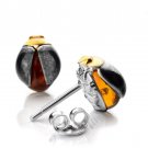 Solid Sterling Silver 925 earrings * Real cognac Amber * stamped * Scarabaeus Solid Sterling Silver 925 earrings * Real cognac Amber * stamped * Scarabaeus