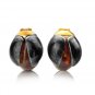 Solid Sterling Silver 925 earrings * Real cognac Amber * stamped * Scarabaeus