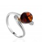 Silver ring * 925 sterling silver * stamped * Natural Baltic amber Cognac