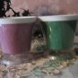 TWO~ 60s Thermal ware SHERBERT Footed dishes Plastic Burlap