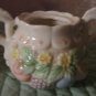 Vintage Cream & Sugar Set .. Raised Fruit .. porcelain