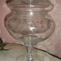 Etched Crystal .. Pedestal ..Covered Compote ..candy dish