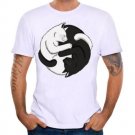 Men T-Shirt Black and White Cat Funny