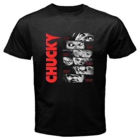 Men T-Shirt CHUCKY Horror Ghost Movie Men's Black T-Shirt Size S M L XL 2XL 3XL