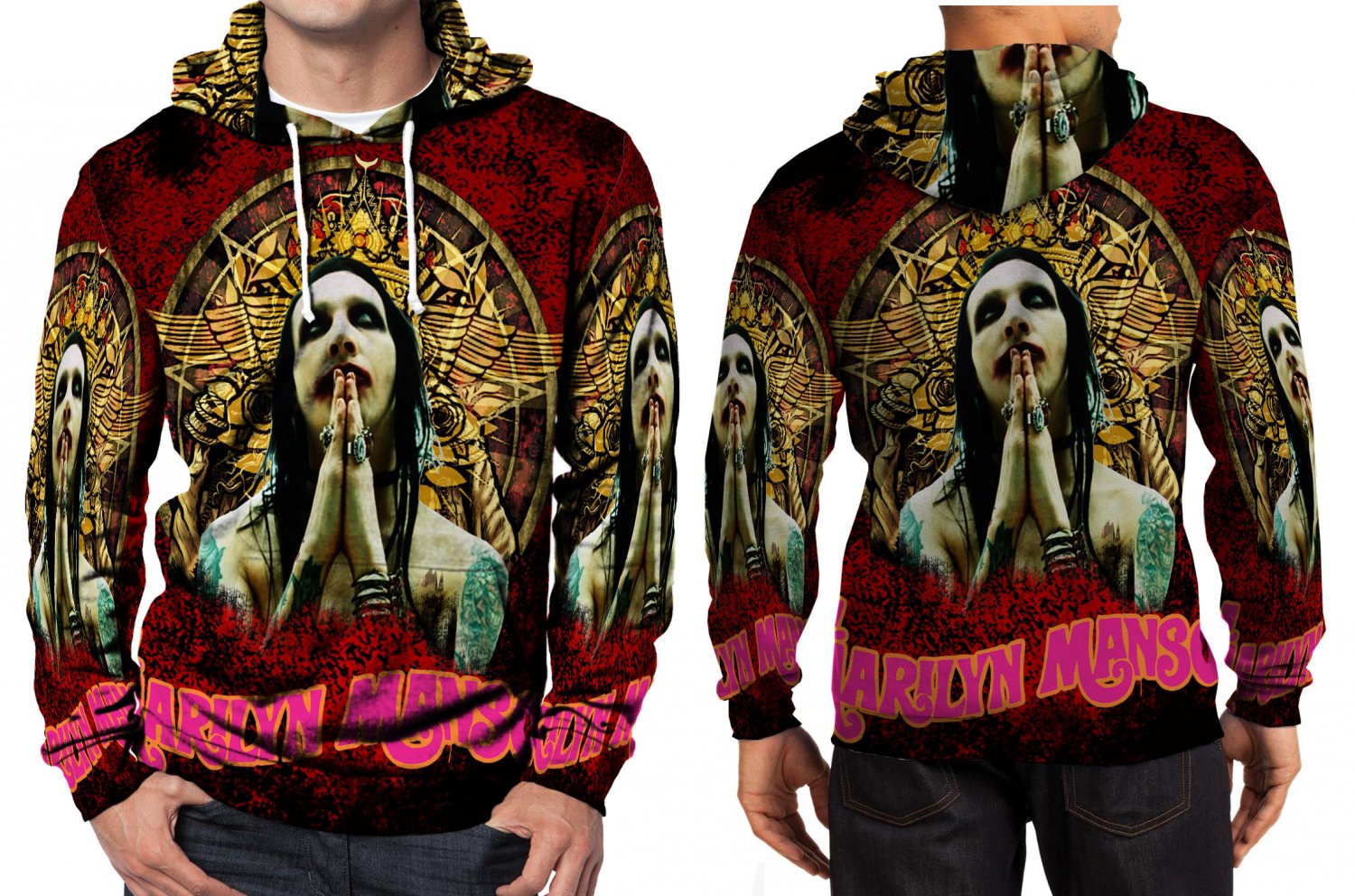 marlyn manson colourfull HOODIE MEN