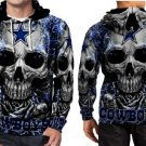 Blue Fire Cowboys Skull Hoodie Fullprint Mens