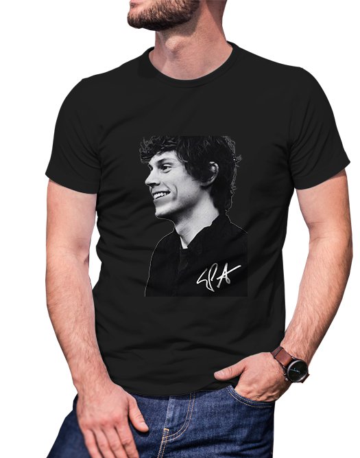 Gildan High Quality Short tee  evan peters T shirt Men Black