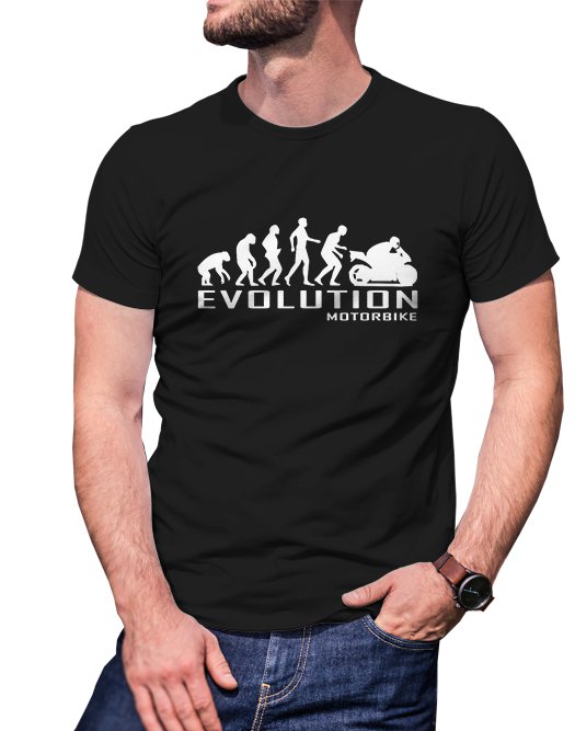 Gildan High Quality Short tee  evolution motorbike T shirt Men Black