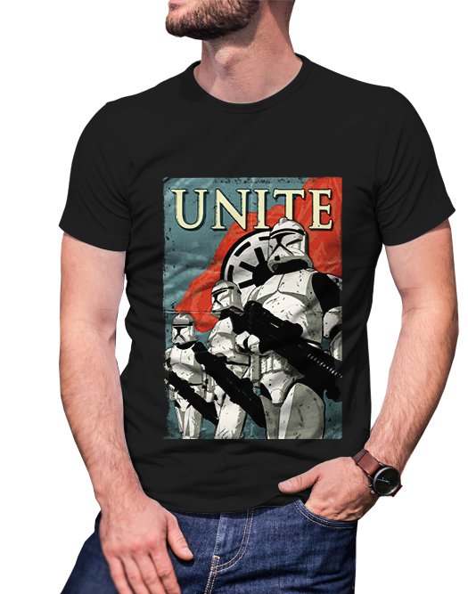 Gildan High Quality Short tee  star wars unite T shirt Men Black