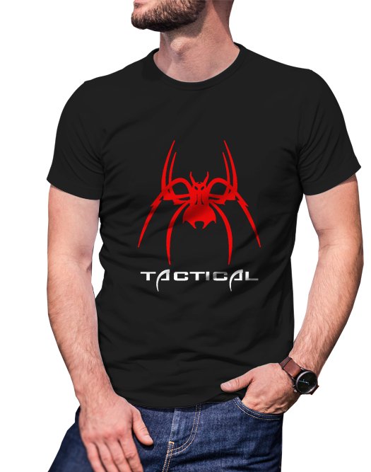 Gildan High Quality Short tee  Spikes tactical T shirt Men Black