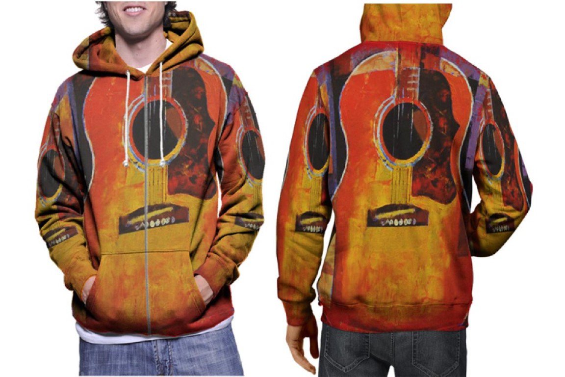 Guitar Design Pattern Premium Hoodie | Unisex 3D Print Sweatshirt | S-3XL