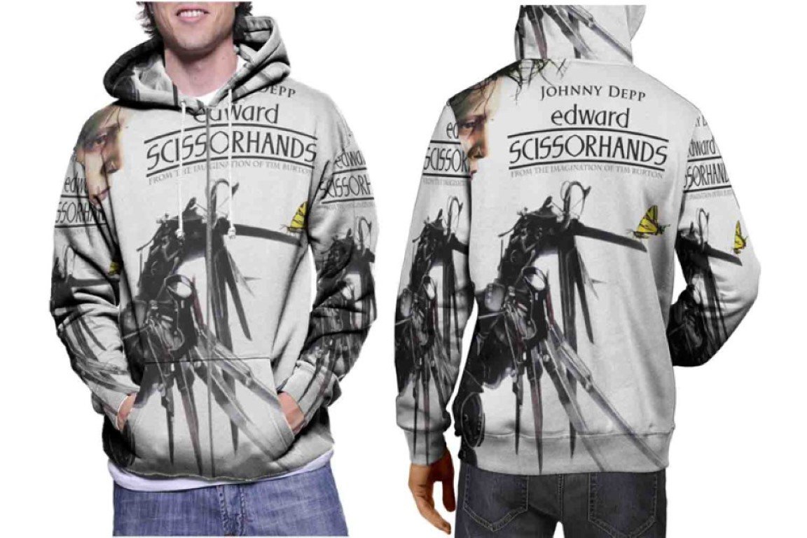 HALLOWEEN MONSTER EDWARD SCISSORHANDS Premium Hoodie | Unisex 3D Print Sweatshirt | S-3XL