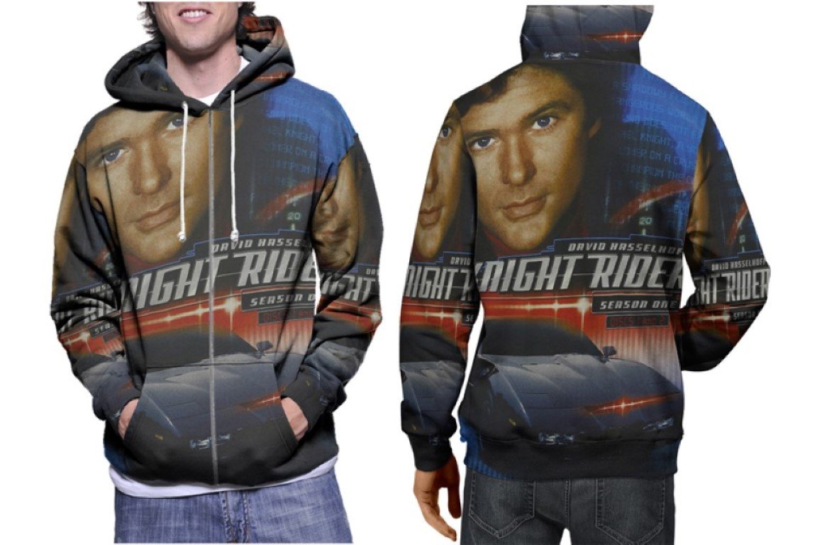 KITT Knight Rider David Hasselhoff - Premium 3D Hoodie | Soft Pullover | Unisex S-3XL