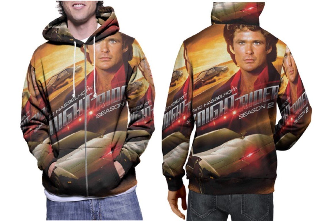 KITT Knight Rider David Hasselhoff Season 2 - Premium 3D Hoodie | Soft Pullover | Unisex S-3XL