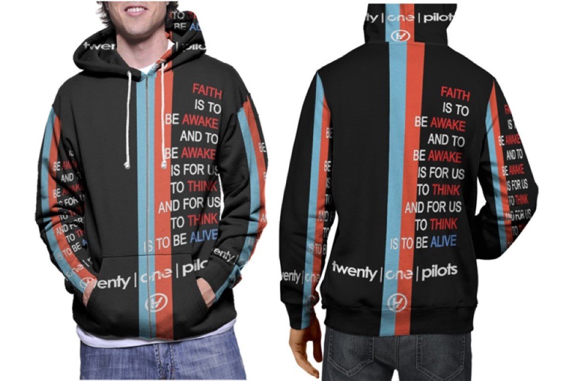 Lyrics Twenty One Pilots White Back Retro Style - Premium 3D Hoodie | Soft Pullover | Unisex S-3XL