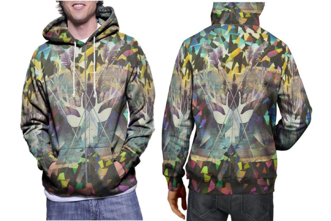 Pattern Design Diamond Deer Hoodie // Geometric Art Pullover